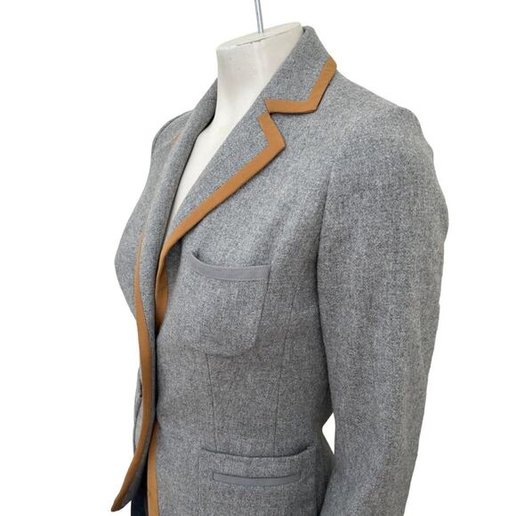 J.CREW Wool Blend Silk Trimmed Preppy Blazer Jacket in Gray SZ 2 - Picture 4 of 15